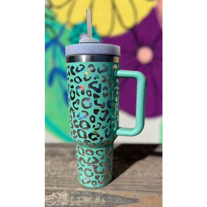 Briano Wholesale - Vente Gourde/bouteille isotherme - Gobelets holographiques Leopard 40 oz4