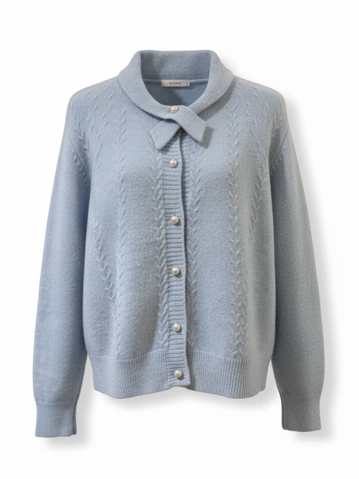 CCIC New York - Wholesale Cardigan - Women's - Cable Knit Cardigan Pearl Button Lambswool Warm0