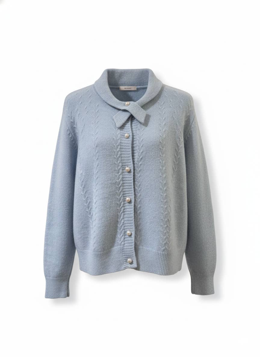 CCIC New York - Wholesale Cardigan - Women's - Cable Knit Cardigan Pearl Button Lambswool Warm