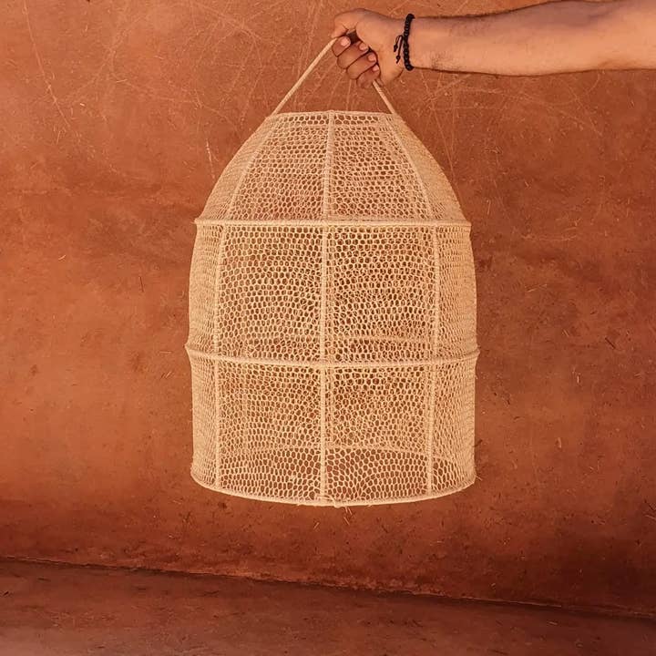 Rattan-Glockenschirm in Natur - Marokkanischer Raffia-Lampenschirm für den Großhandel von libitiishop