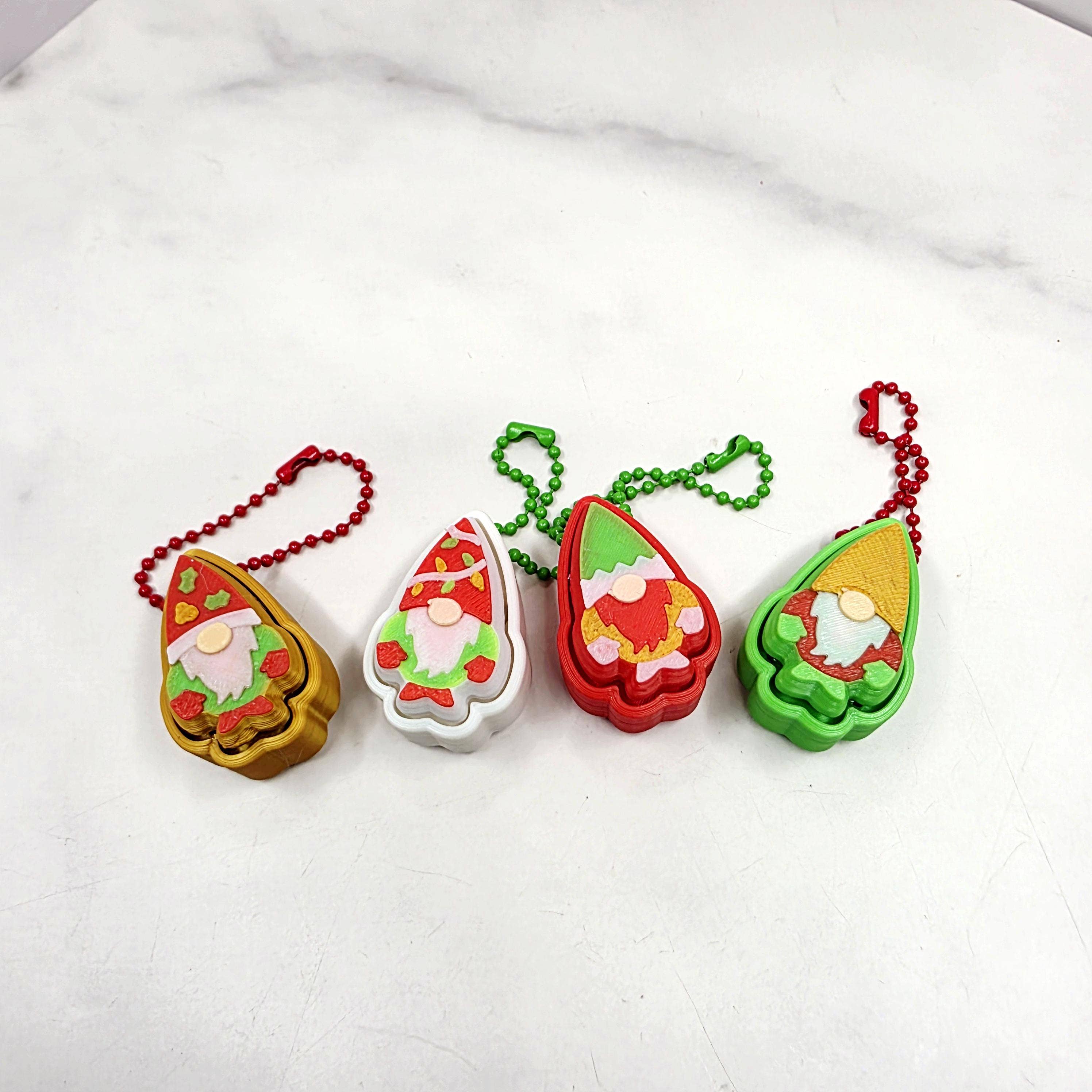 Agape Designs 3D - Wholesale Keychain - Unisex - 3D Printed Christmas Gnome Fidget Clicker Keychains1