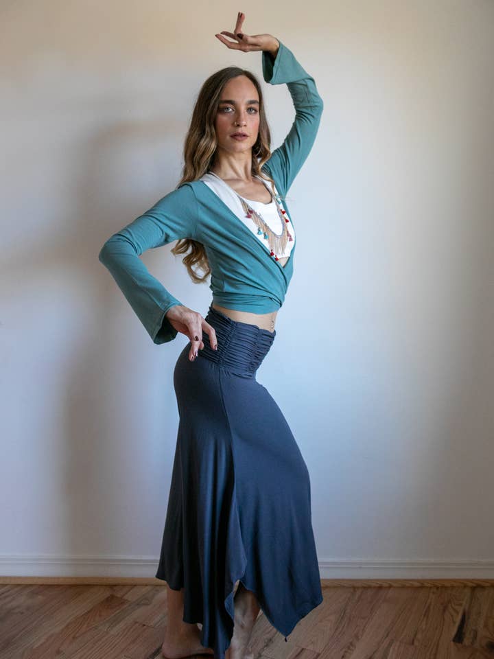 Paramita Designs - Wholesale Pants - Women's - Ruched Waistband Wide Leg Gaucho Pants4