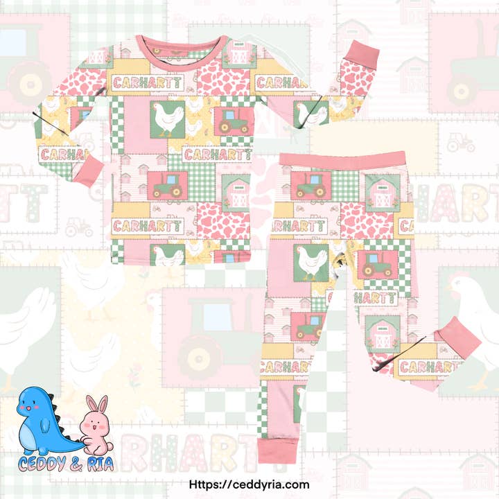 Pyjama 2 pièces en bambou pour fille de ferme de l'ouest au printemps pour la vente par CEDDY & RIA