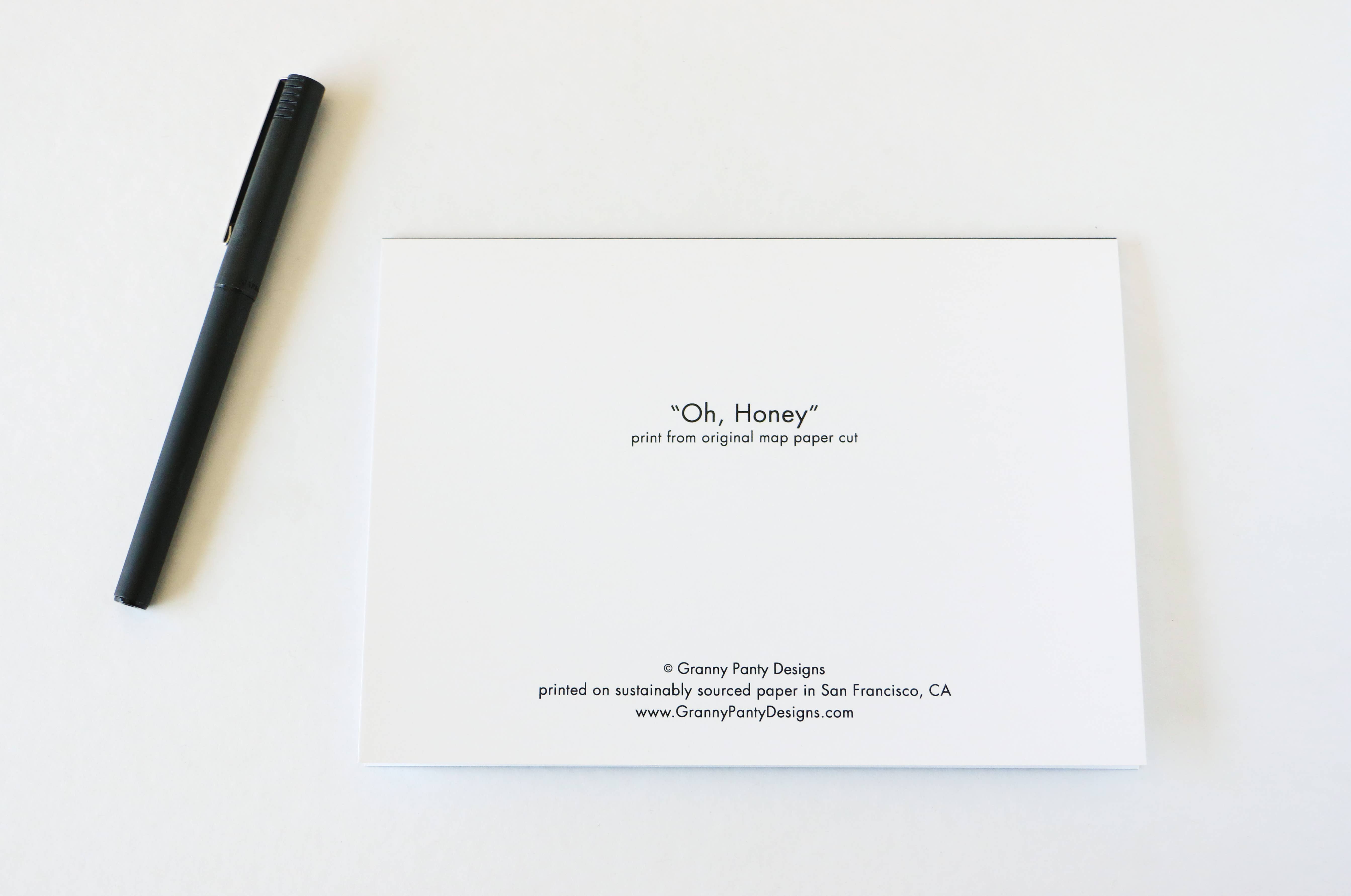 Granny Panty Designs - Wholesale Gewone wenskaart - Oh, Honey - Bay Area Honey Bee Kaart kunstkaart3