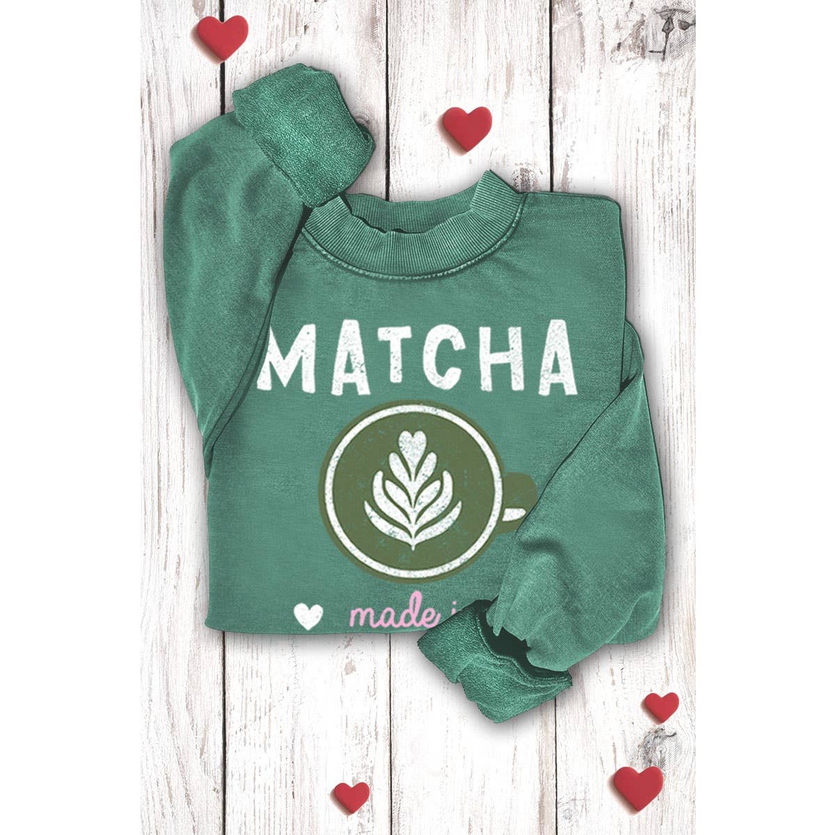 HRTandLUV - Wholesale Sweatshirt - Women's - MATCHA MINERAL GRAPHIC SWEATWHIRTS0