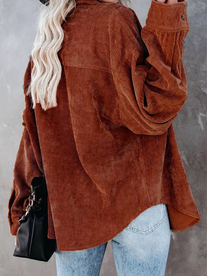 Brown Corduroy Shacket Shirt Jacket Women STC209 -B2 for wholesale on Faire2