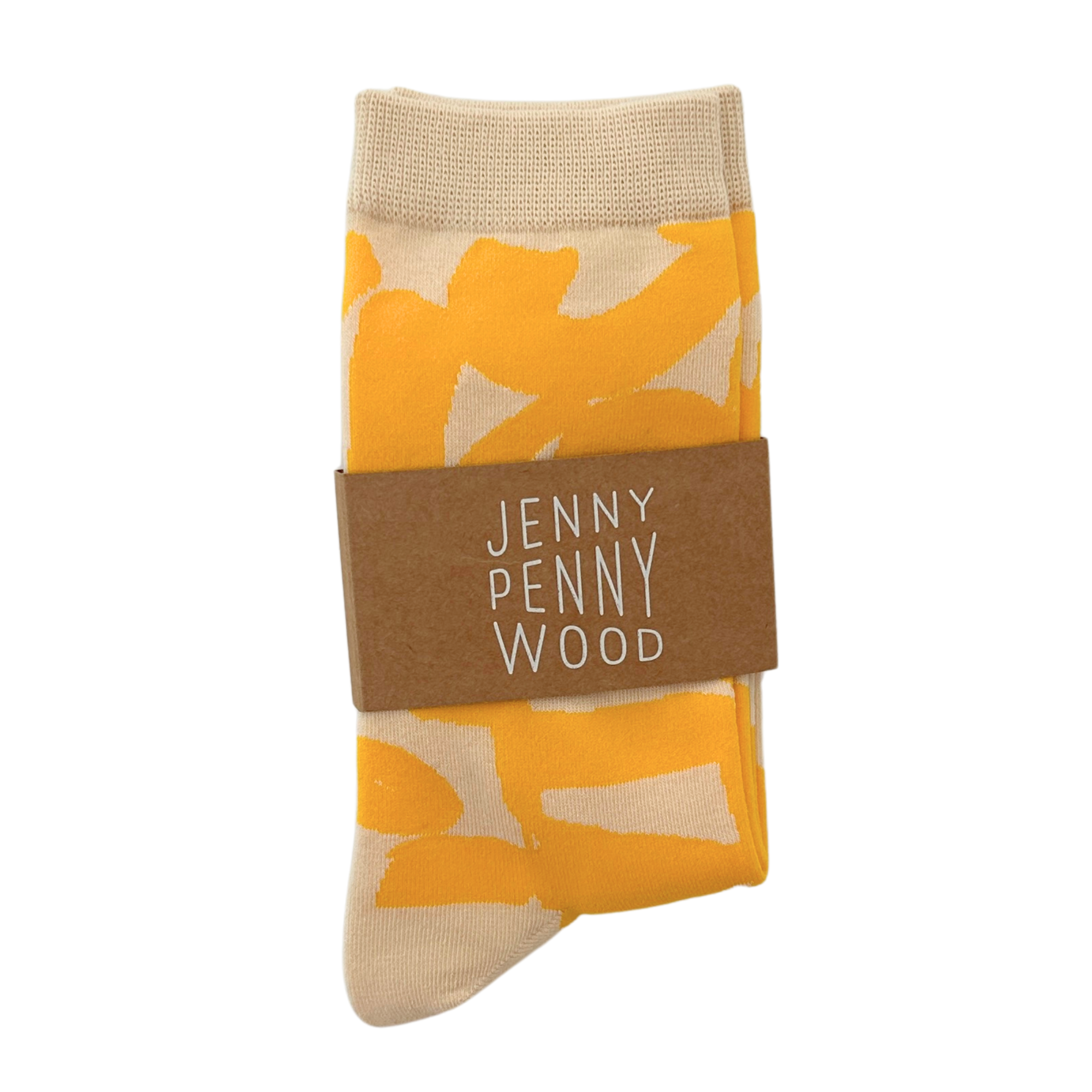 Jenny Pennywood - Wholesale Socks - Unisex - Crew Socks - Checks in Yellow Mustard & Natural2