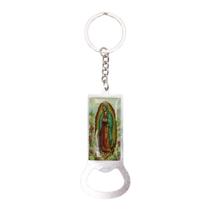 AS SHOWN Guadalupe Metal Bottle Opener Keychain for wholesale on Faire2
