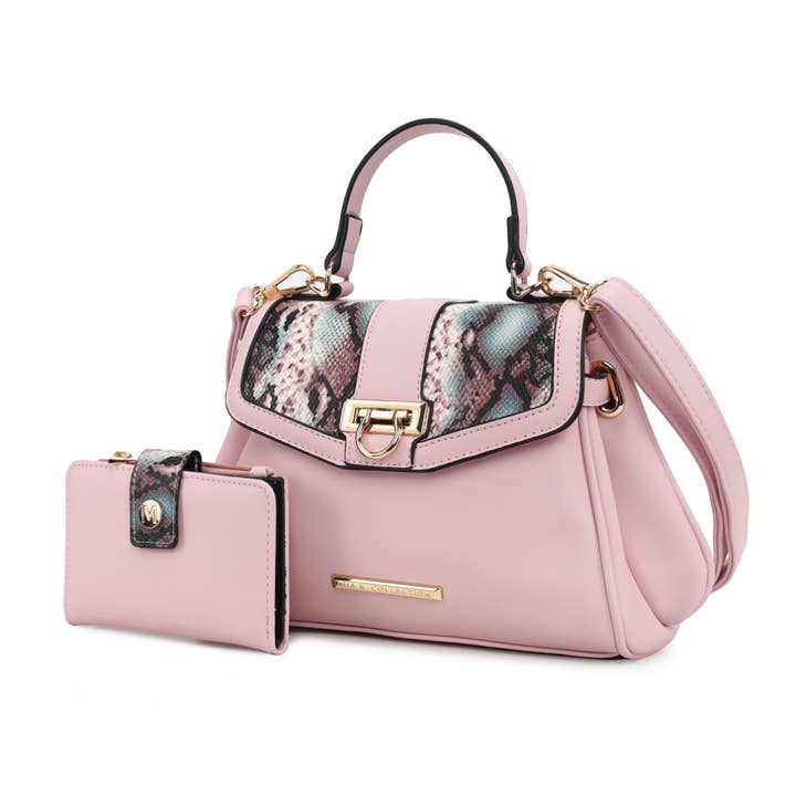 MKF Collection - Wholesale Shoulder Bag - Women's - Geny Faux-Snake Embossed Shoulder bag with wallet by Mia K