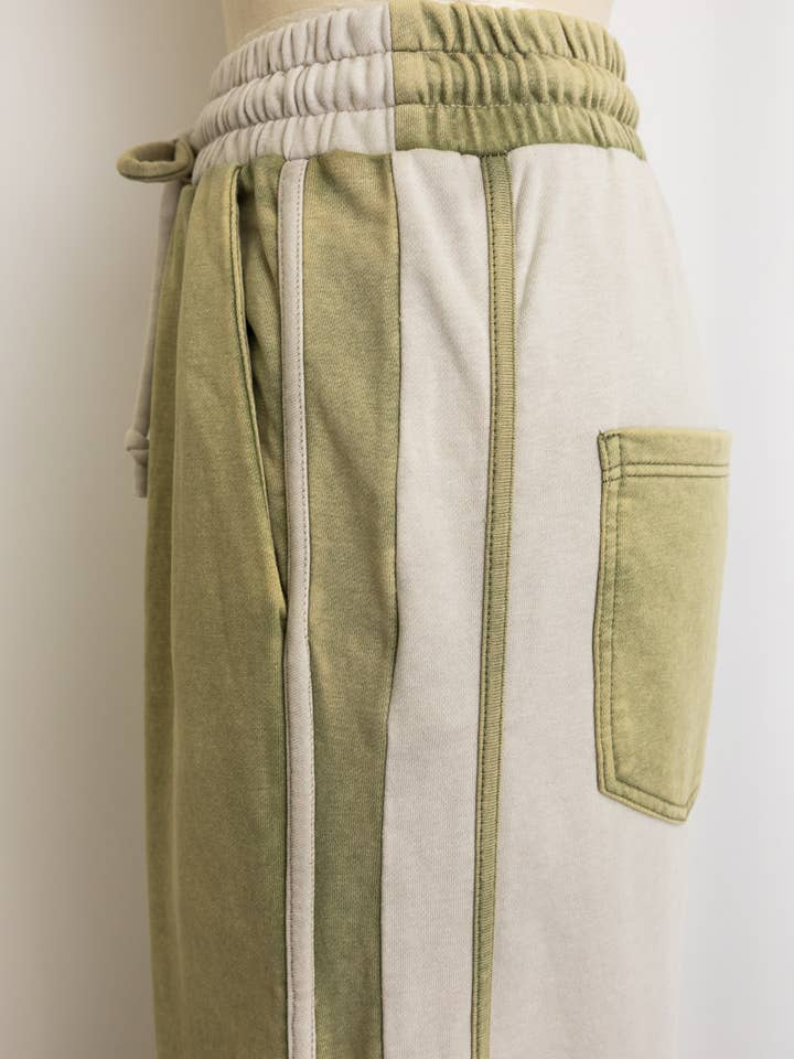 Leto Accessories - Wholesale Pants - Women's - Wide Leg Olive Two Tone Hippy Pants