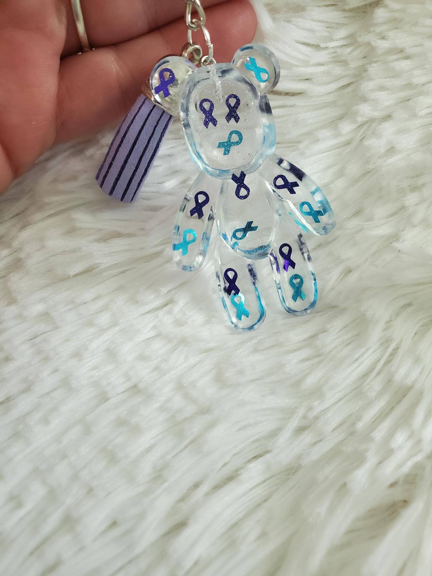 Tots And Tumblers Art - Wholesale Keychain - Women's - Suicide Awareness Ribbon Bear Keychain1