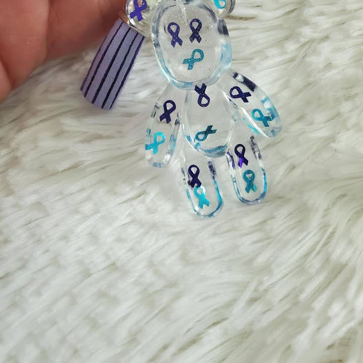 Tots And Tumblers Art - Wholesale Keychain - Women's - Suicide Awareness Ribbon Bear Keychain1