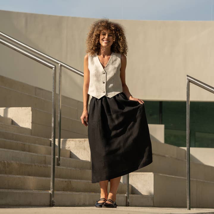 menique - Wholesale Skirt - Women's - Linen Maxi Skirt Sophia - A Line Flowy Maxi Summer Skirt13