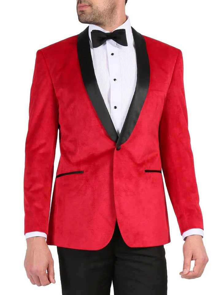 Ferrecci - Wholesale Blazer - Men's - Ferrecci - Enzo Men's Velvet Slim Fit Shawl Tuxedo Blazer55