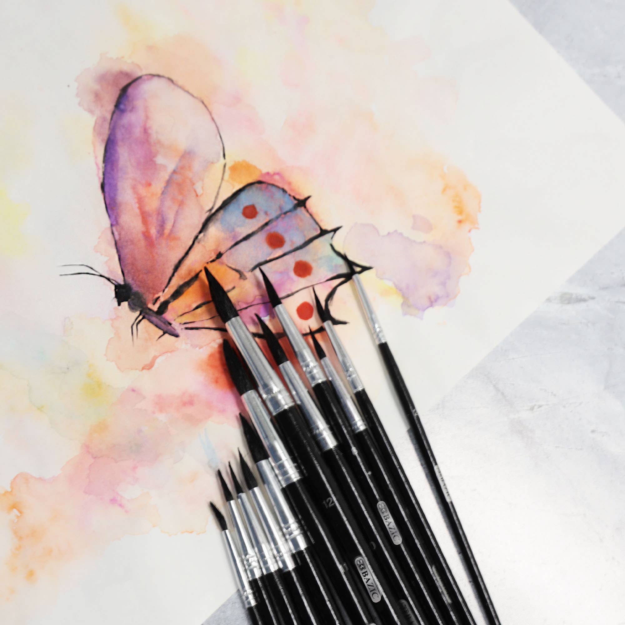 BAZIC Products - Vente Pinceaux à peinture/cire - Pinceau rond en poils naturels (12/paquet)6