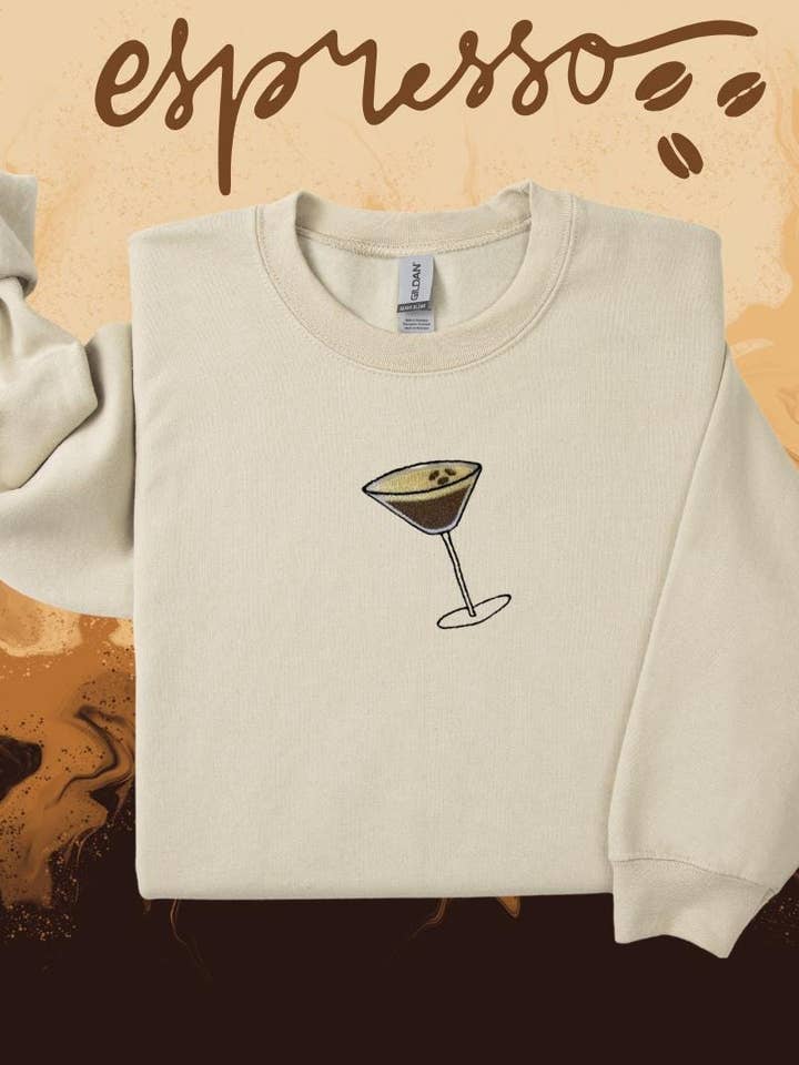 Espresso Martini Embroidered Unisex Sweatshirt for wholesale by Totally Iced Out