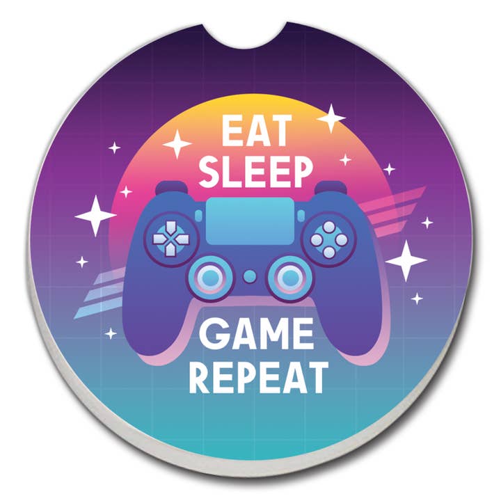 "Eat Sleep Game" Stone Car Coaster BULK NO PACKAGING for wholesale by Conimar Promotions