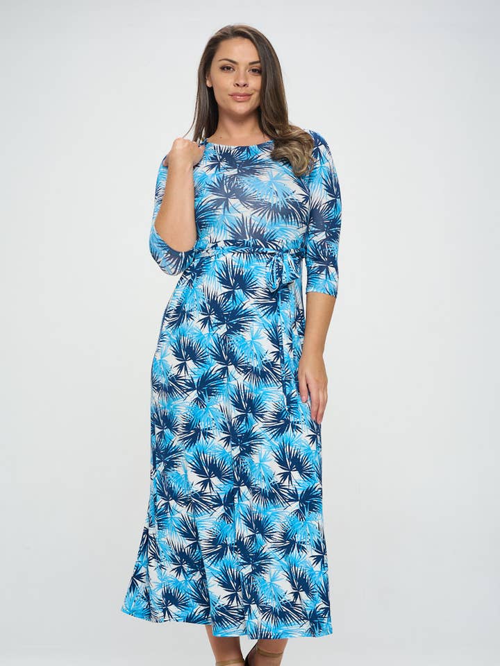 3Q SLEEVE FLORAL MAXI DRESS for wholesale by Anna & Sarah Plus