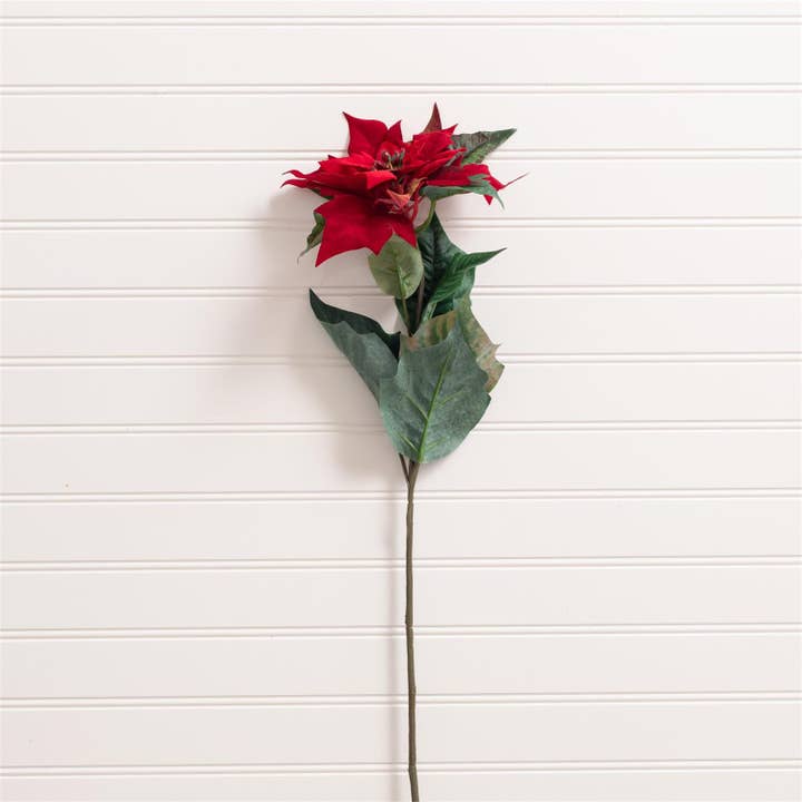 Audrey's Home & Gift - Wholesale Artificial Flowers - Stem - Red Velvet Poinsettia (PK/12)