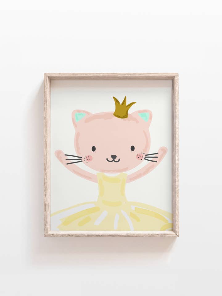Ballerine Cat Print, décoration murale ballerine pour enfants, chambre de fille pour la vente par The Little Wagon