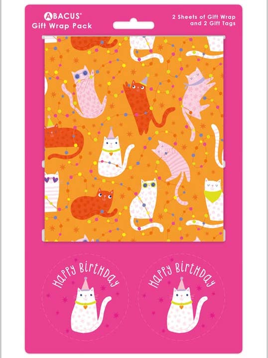 Paquete de Envoltura de Regalo Gatos de Cumpleaños para venta al por mayor de Abacus Cards and Clare Maddicott Publications
