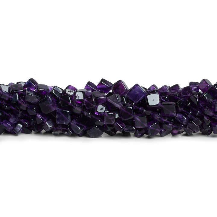 The Bead Traders - Wholesale Beads - 5-9mm Dark Amethyst Plain Diamonds 15 inch 45 beads