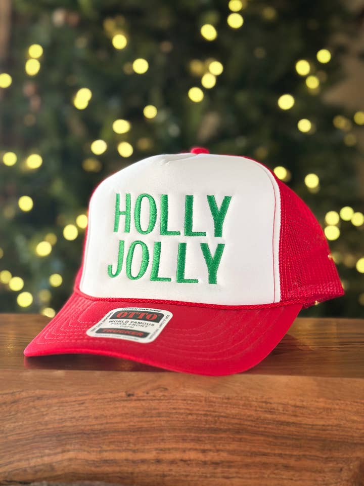 Holly Jolly Embroidery Cap for wholesale by D&E Tees