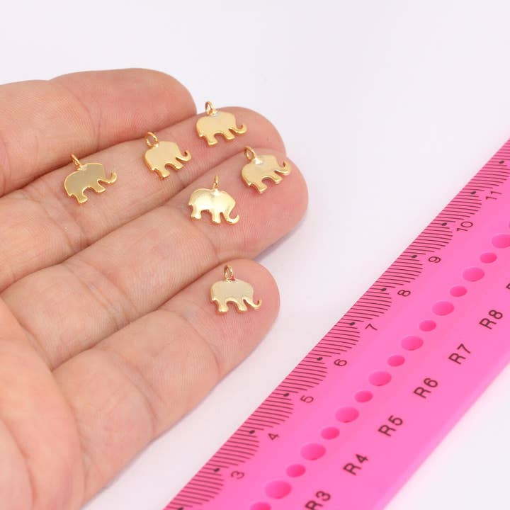 8x10mm 24k Glänsande Guld Elefantpärlor, Elefantberlock, BRT424 för wholesale av QueenJewelryM