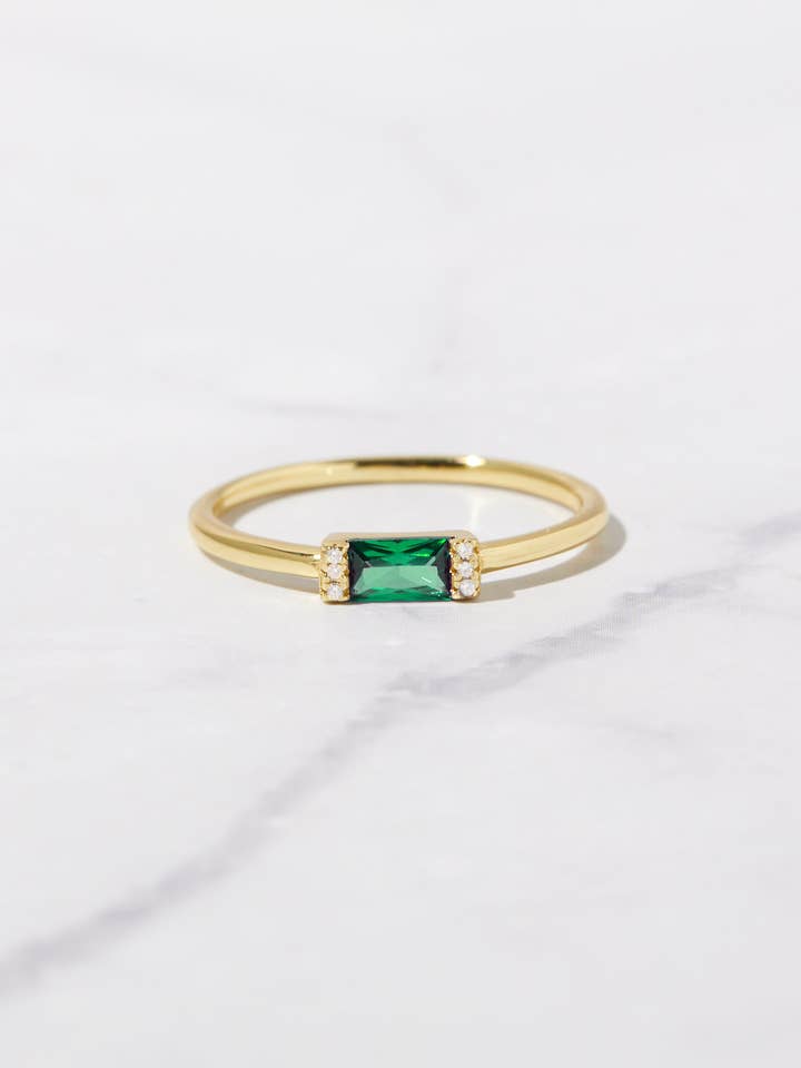Emerald Simple Baguette Ring for wholesale by Sami Jewels