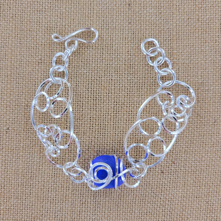 Sadie Green's Jewelry - Wholesale Charm/Dangle Bracelet - Cultured Sea Glass Linked Bracelet XCAM-B14-SG