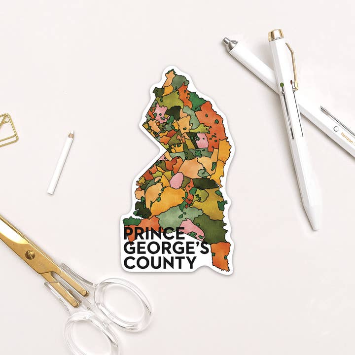 Prince George's County Neighborhoods Sticker for wholesale by Terratorie Maps + Goods