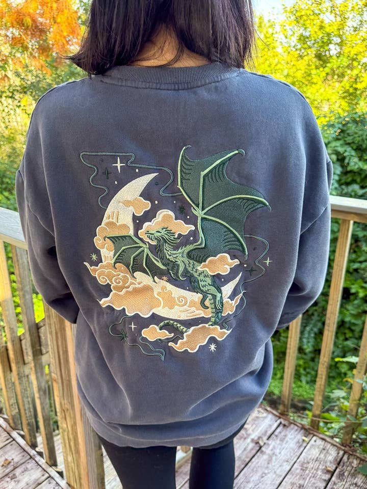 Blissfully Bookish Company - Wholesale Sweatshirt - Women's - Celestial Dragon Embroidered Sweatshirt2