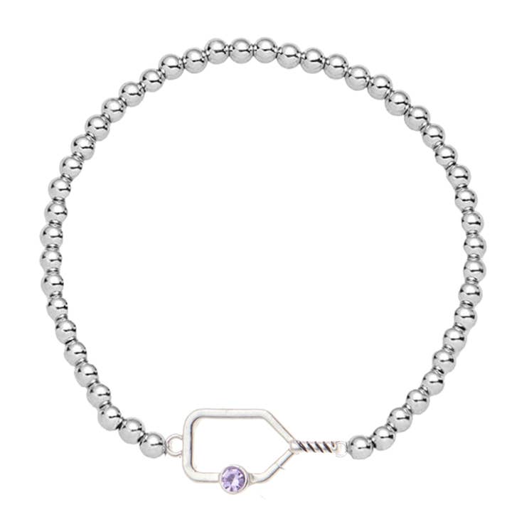 Pickleball Birthstone Connector Charm Bracelet for wholesale by Born to Rally