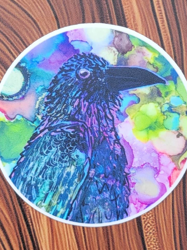 Psychedelic Raven Sticker for wholesale by Jessica Plesko Art
