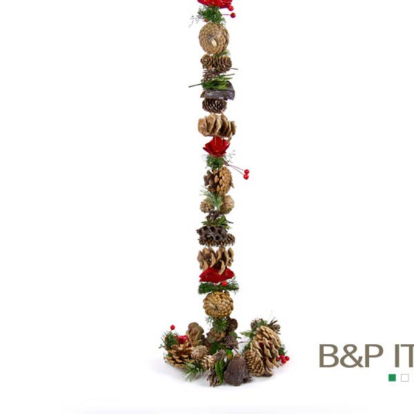 Berries/pine cones garland, red/light brown, length 150 cm for wholesale by B&P Italia