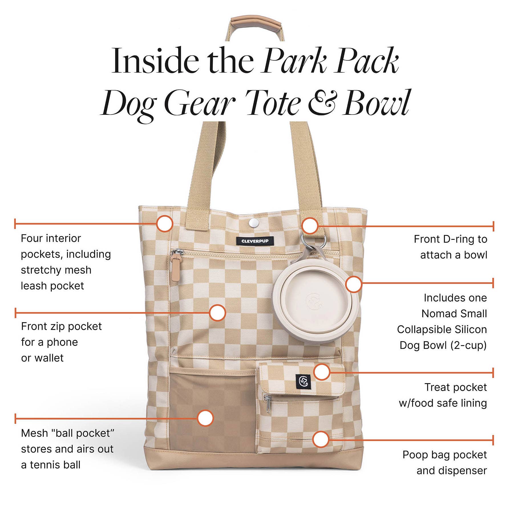 Cleverpup - Wholesale Pet Treat Bag - Dog - Park Pack Dog Gear Tote:Travel Bowl, Treat Pouch, Toy Pocket2