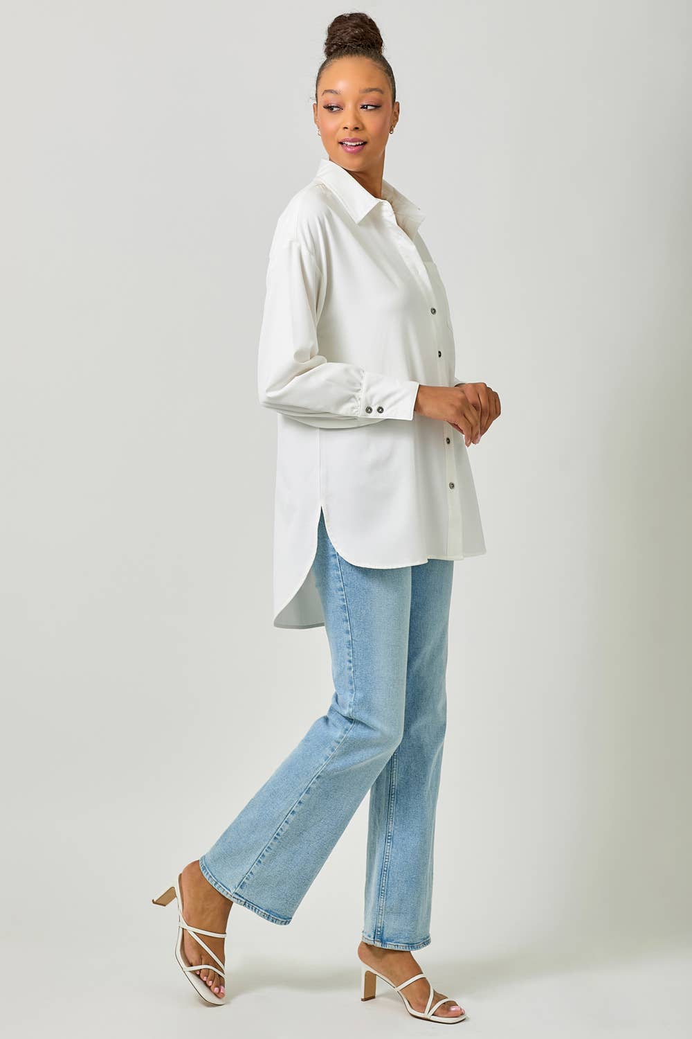 Mystree - Wholesale Button Down Shirt - Women's - 60937 Tencel Oversized Button Up Shirt19