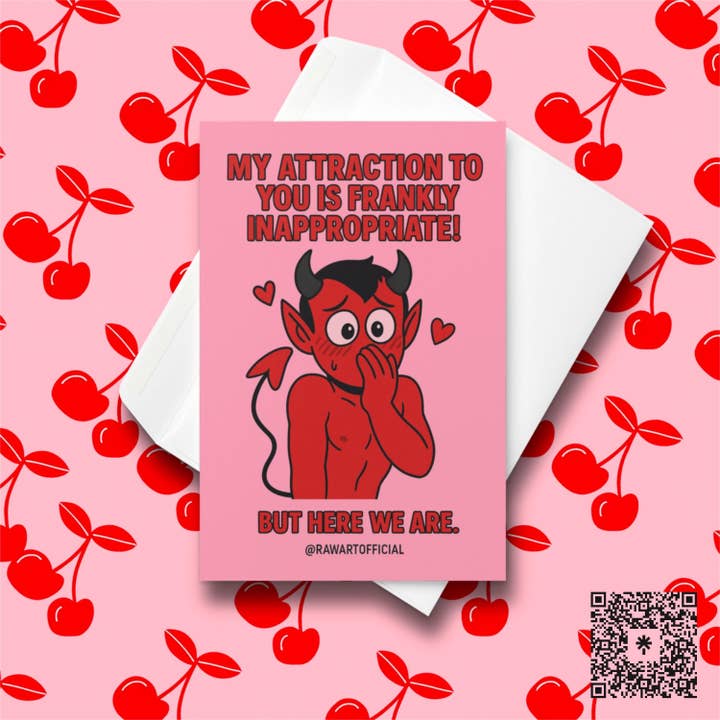 Funny Devil Valentine Card • Inappropriate Love Card for Spicy Partner for wholesale by Hot Mess Paper Co.