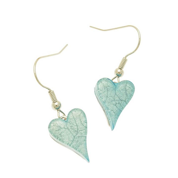 Powder Blue Heart Earrings for wholesale by Miss Milly Limited