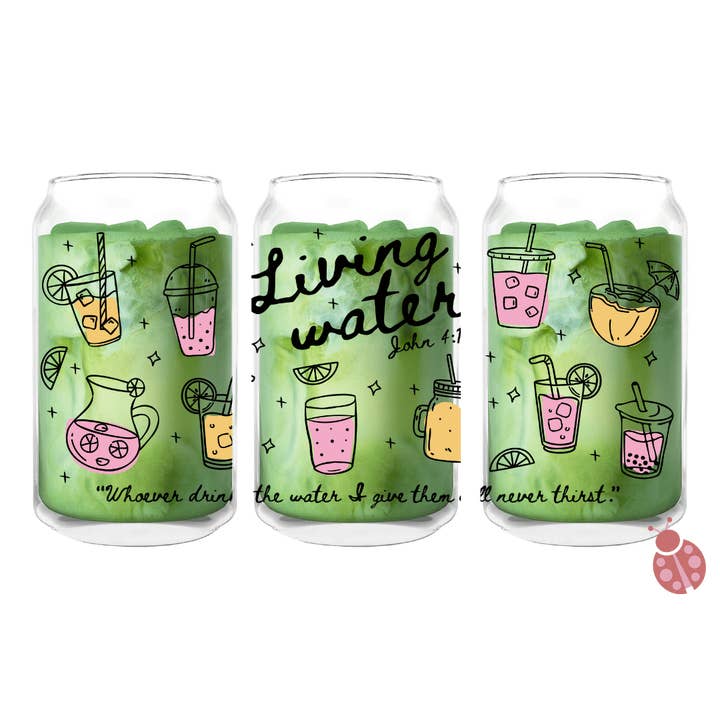 Living Water – Illustrated | 16 oz Glass Can for wholesale by Made By Yen