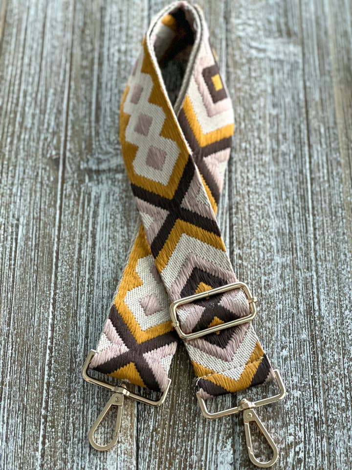 Correa de bolso tipo bandolera «Mustard Diamond» para venta al por mayor de Harris Girls & Co.