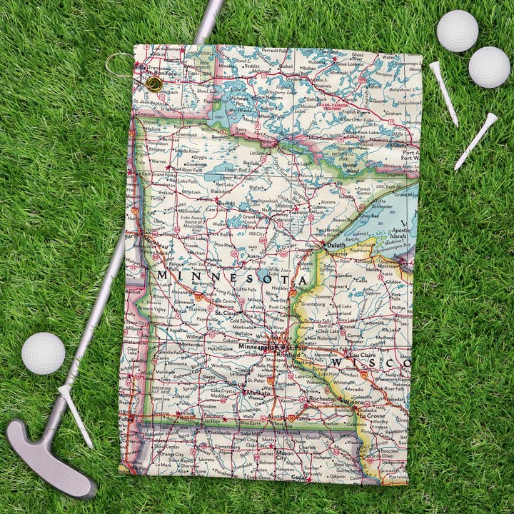Minnesota Map Golf Towel Athletic Tennis Towel for wholesale by Daisy Mae Designs