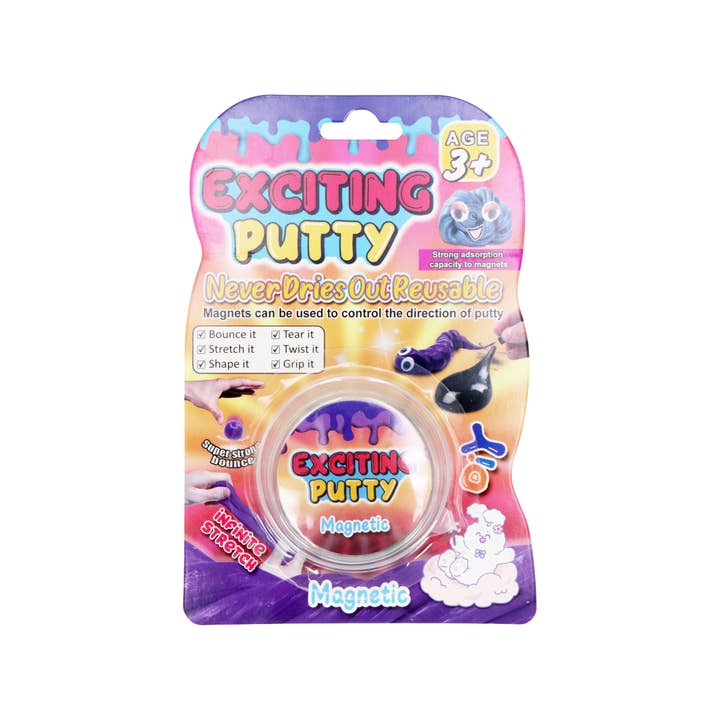Cap Zone - Wholesale Putty/Slime - Kids - Magnetic Exciting Silly Putty Jar - 12 pcs