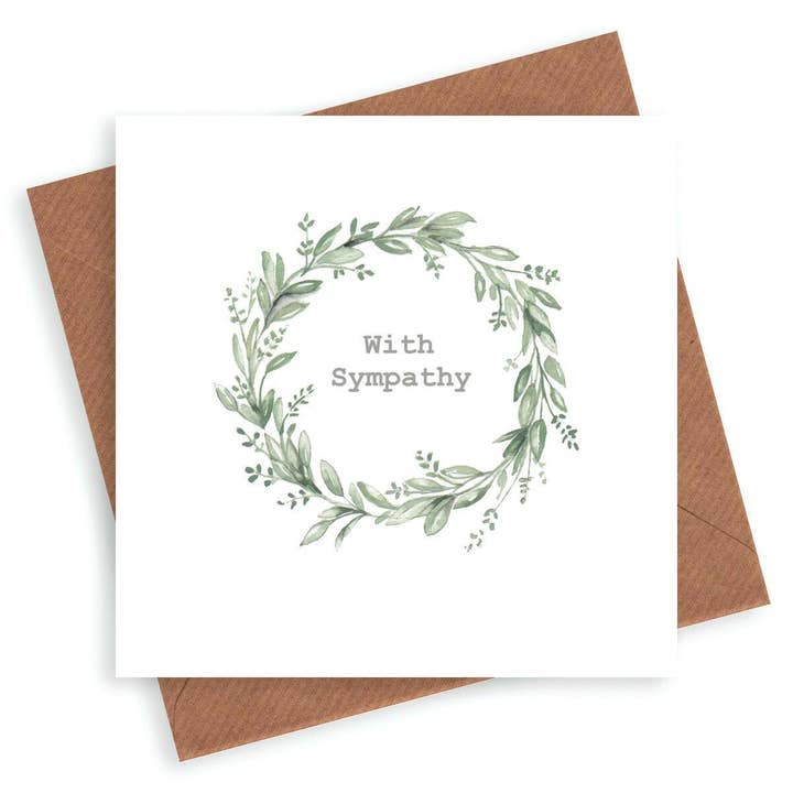 Crumble & Core - Wholesale Sympathy Card - Sympathy Wreath Card – Luxury Printed Greeting Card With Kraft Envelope Included