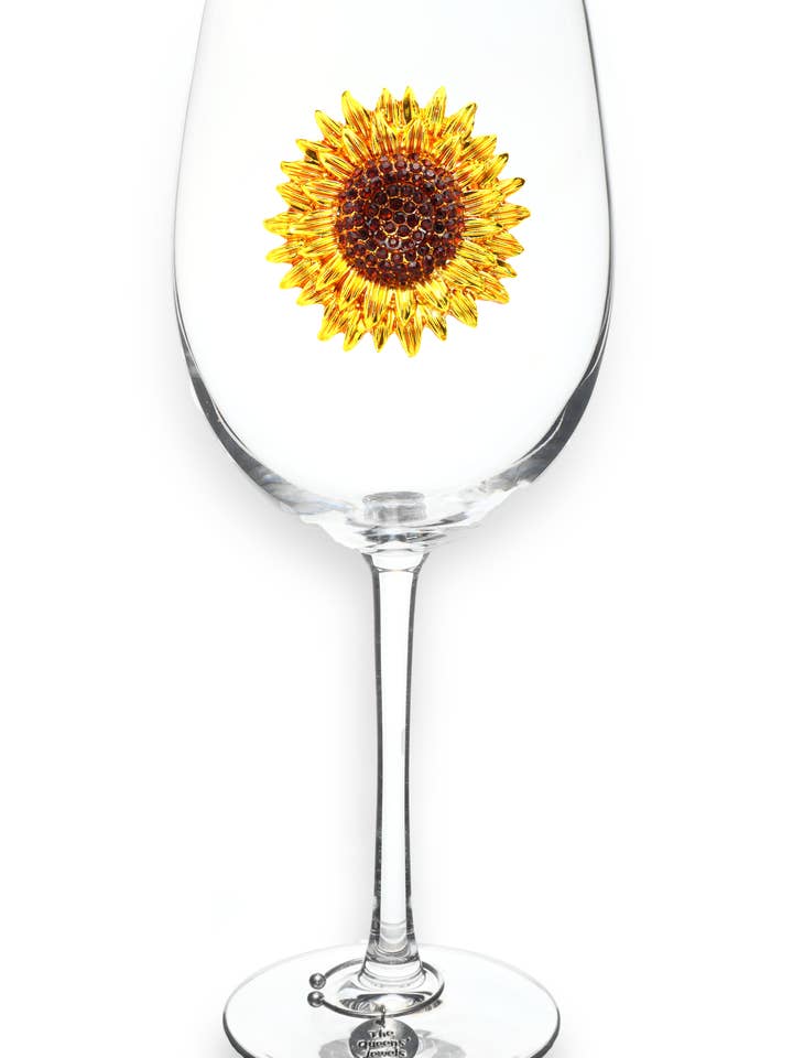 Sunflower Jeweled Stemmed Wine Glass for wholesale by The Queens' Jewels®