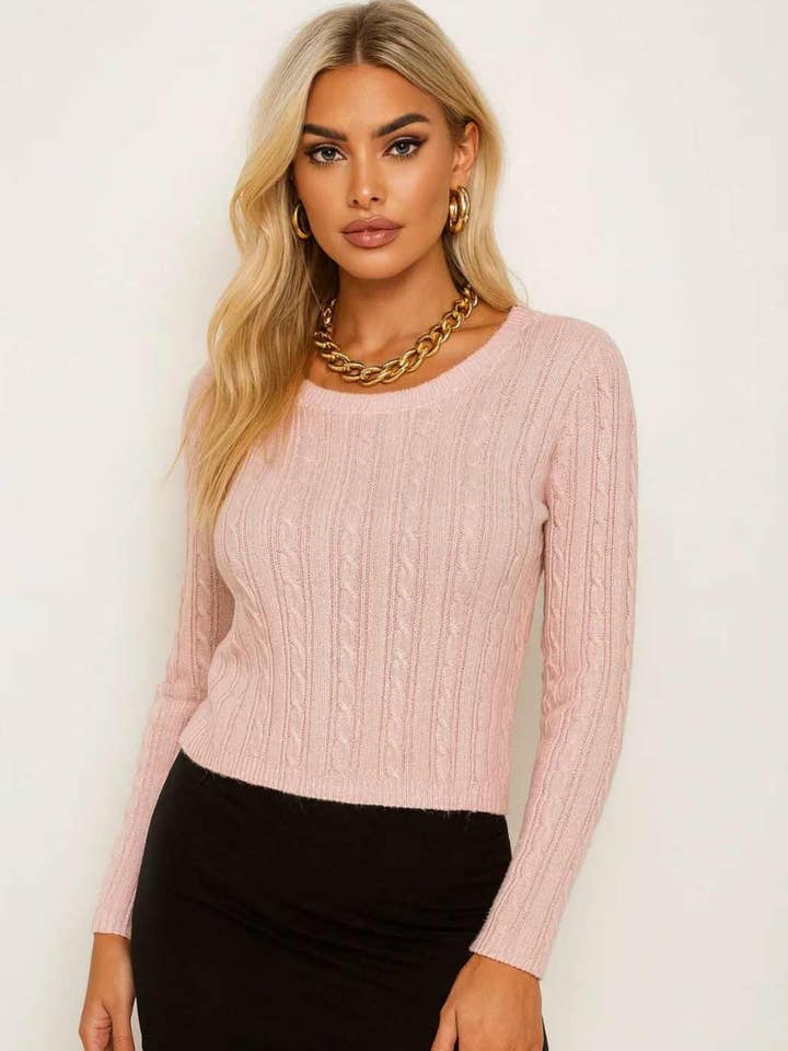 Effen kabeltrui met metaaleffect - 2367 voor wholesale door Frime