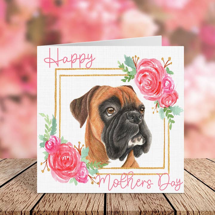 Röd Boxer Mothers Day Card för wholesale av Cloud Jellybean Art