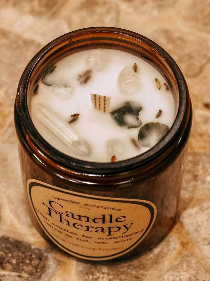Lavender Eucalyptus 9oz Crystal Candle for wholesale by CandleTherapy