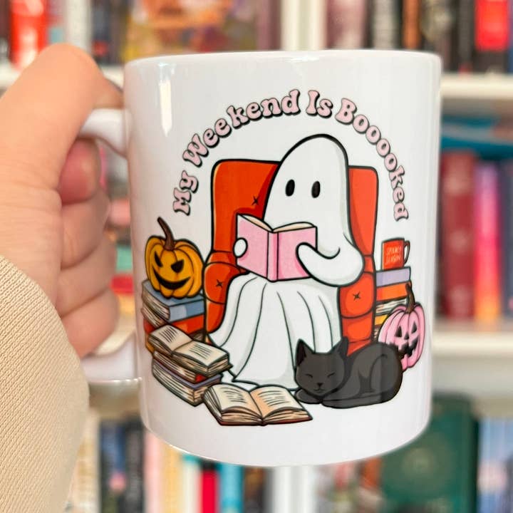 Chapter & Claw Studio - Wholesale Coffee Mug - My Weekend is Boooked Mug | Bookish Mug, Halloween
