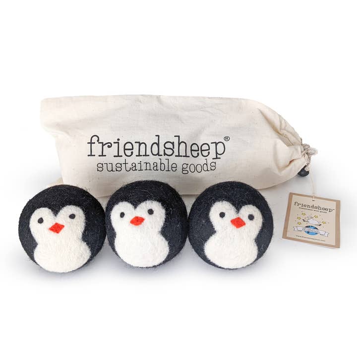 Penguin Eco Wool Dryer Balls - Set of 3 for wholesale by Friendsheep